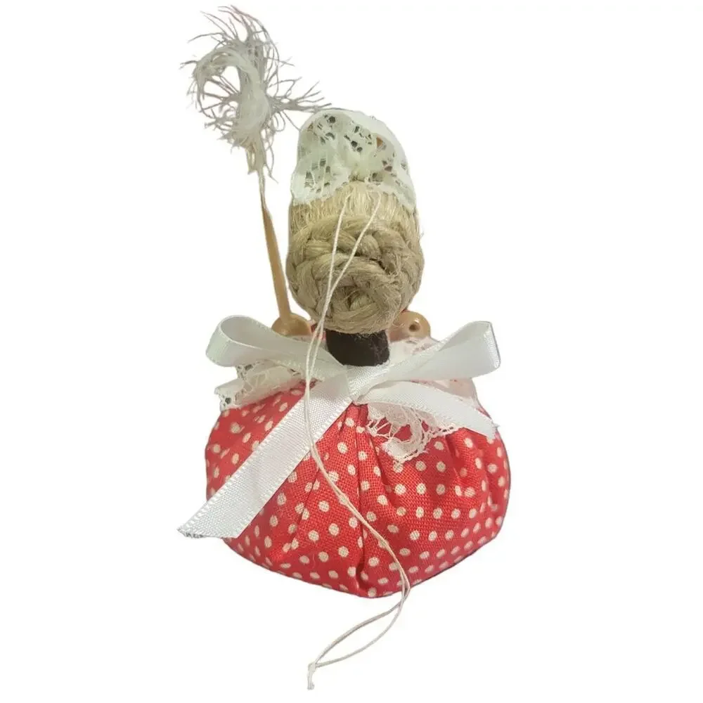 Vintage Handmade Wooden Maid Doll‎ Christmas Ornament Germany